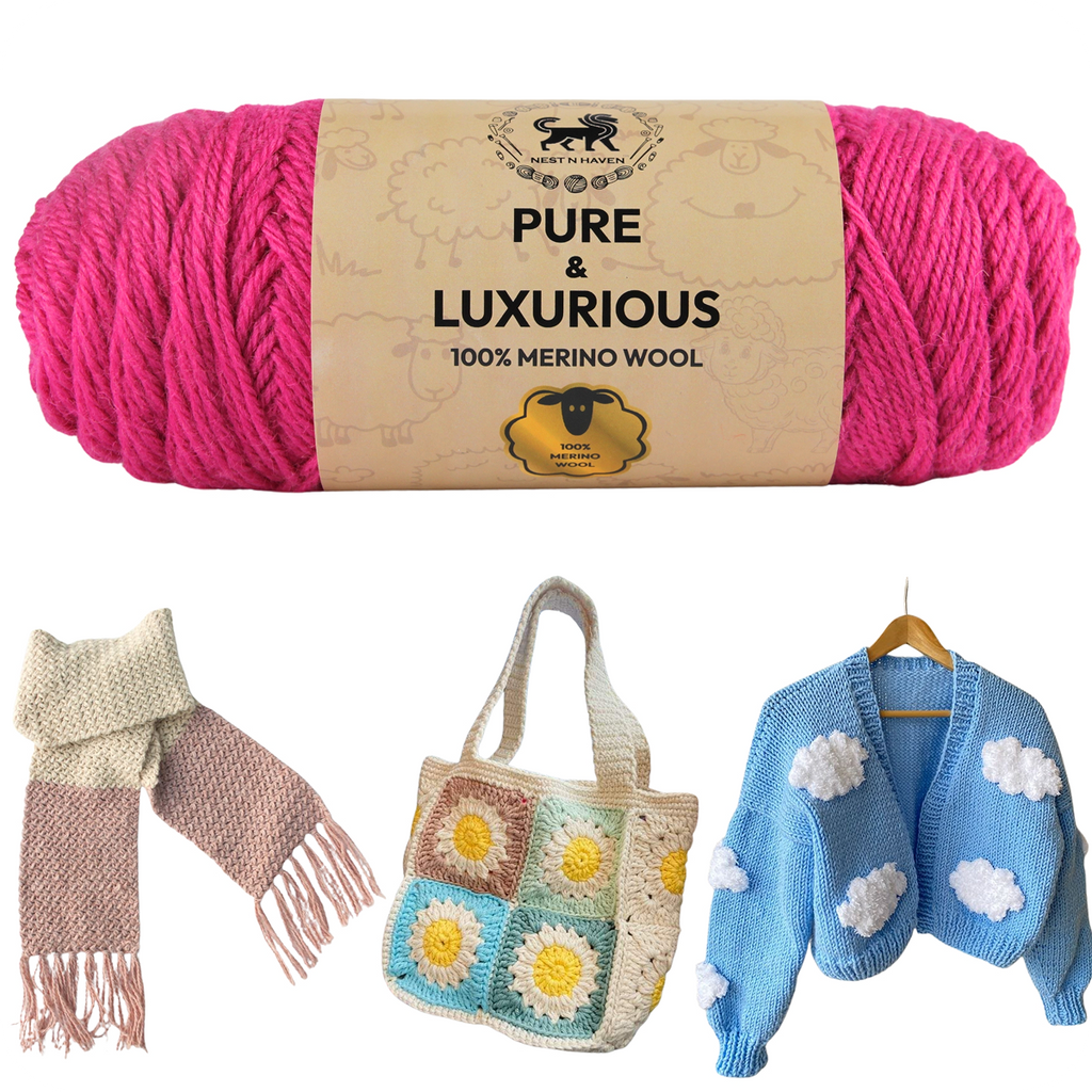 Pure and Luxurious 100% Merino Wool (100 gram) -  Pink