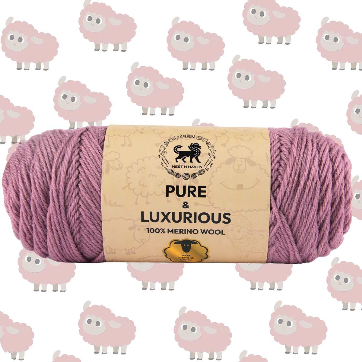 Pure and Luxurious 100% Merino Wool (100 gram) -  Dark Lilac