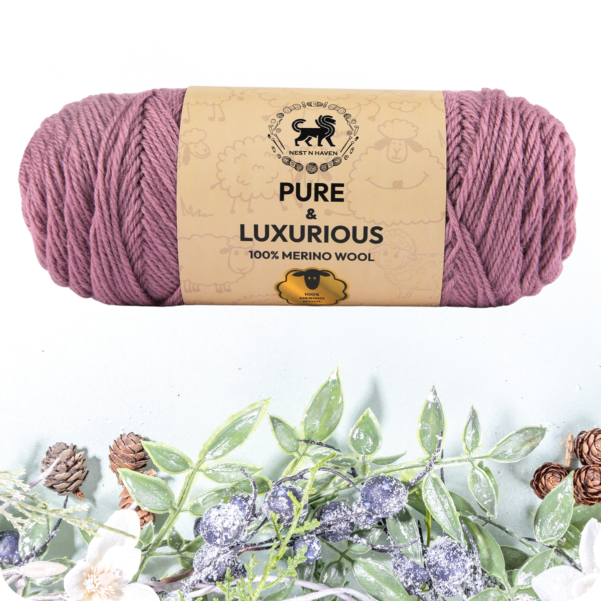 Pure and Luxurious 100% Merino Wool (100 gram) -  Dark Lilac