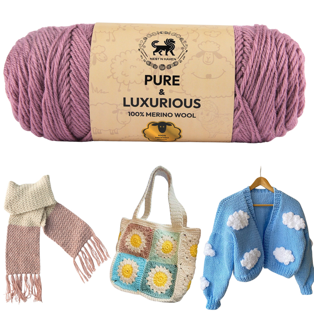 Pure and Luxurious 100% Merino Wool (100 gram) -  Dark Lilac