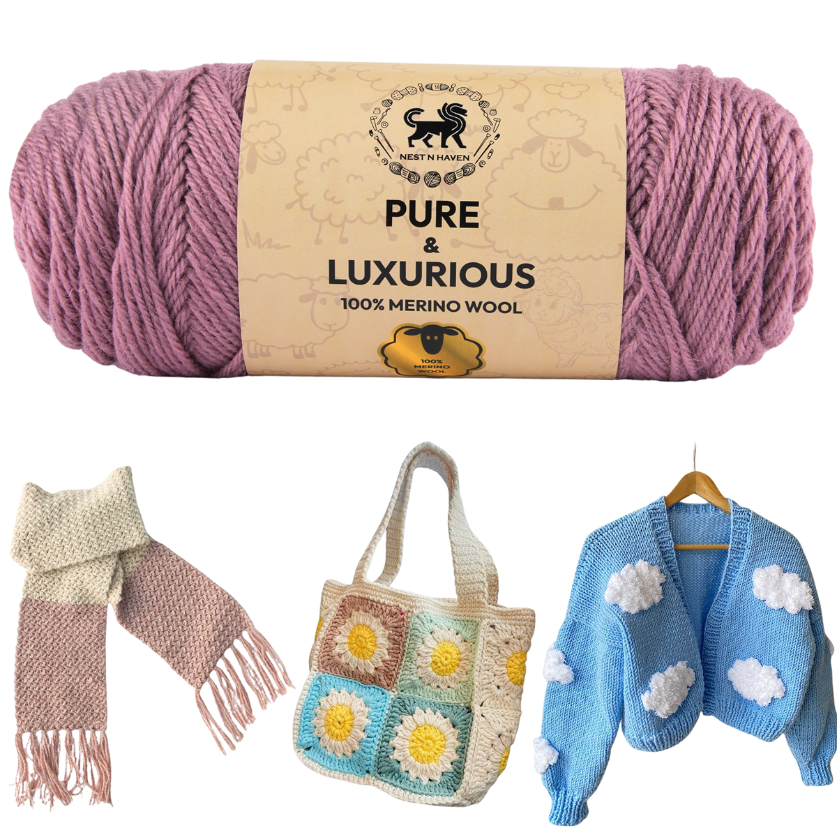 Pure and Luxurious 100% Merino Wool (100 gram) -  Dark Lilac