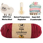 Pure and Luxurious 100% Merino Wool (100 gram) -  Cranberry