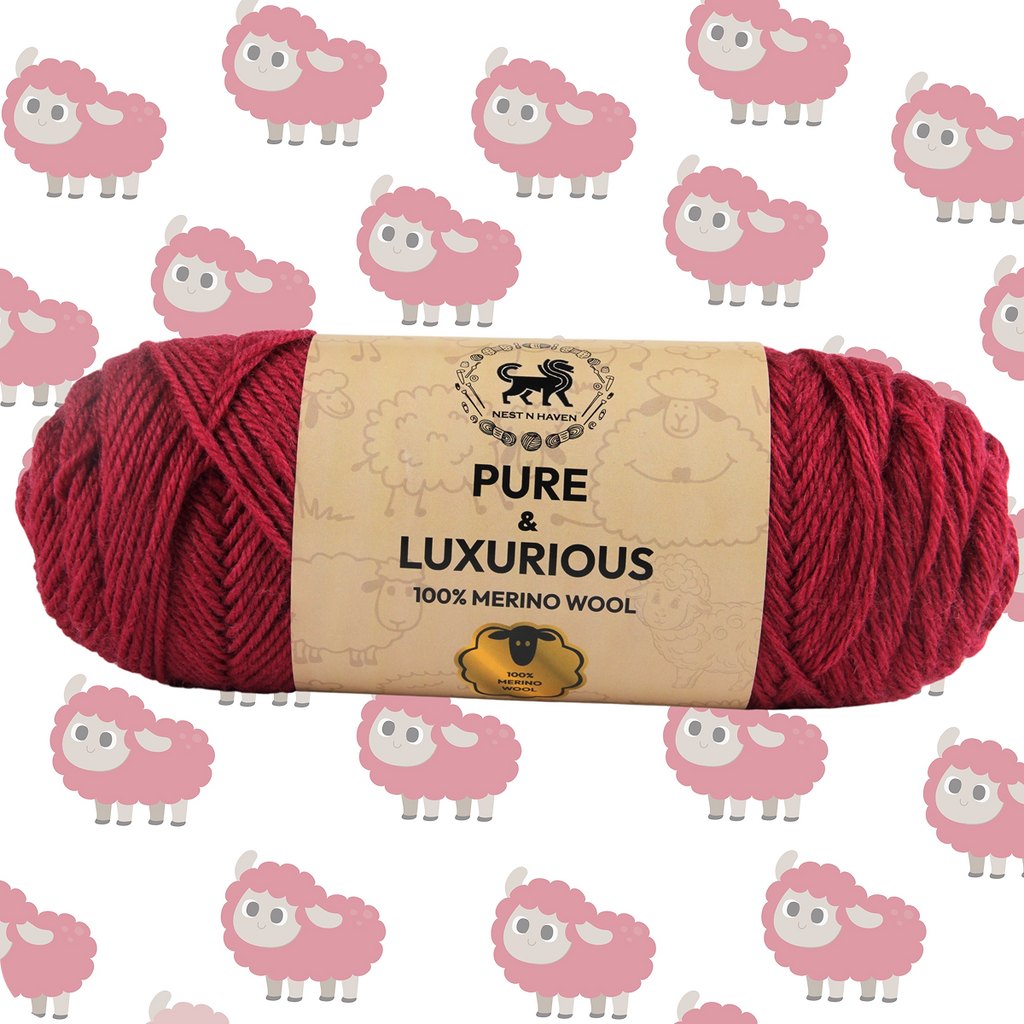 Pure and Luxurious 100% Merino Wool (100 gram) -  Cranberry