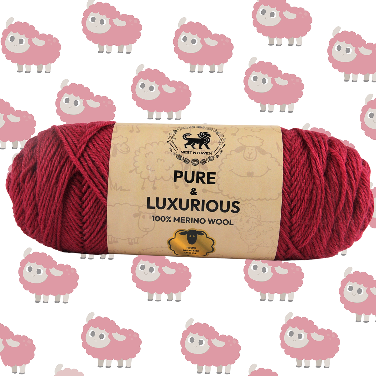 Pure and Luxurious 100% Merino Wool (100 gram) -  Cranberry
