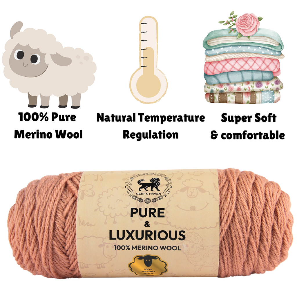 Pure and Luxurious 100% Merino Wool (100 gram) -  Dark Beige