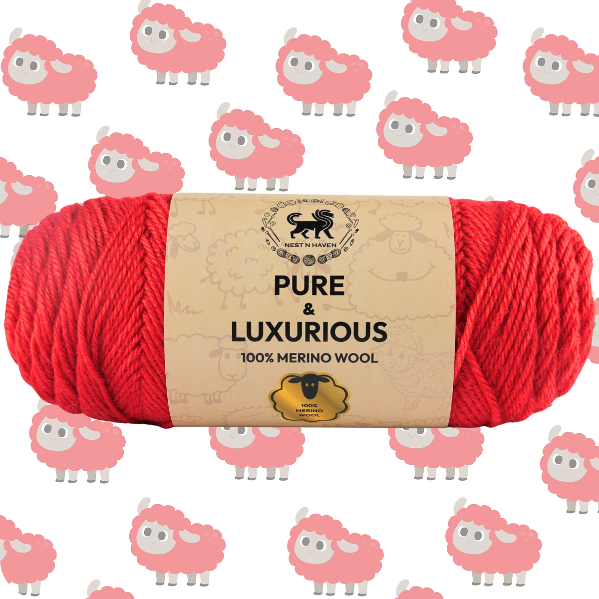Pure and Luxurious 100% Merino Wool (100 gram) -  Red