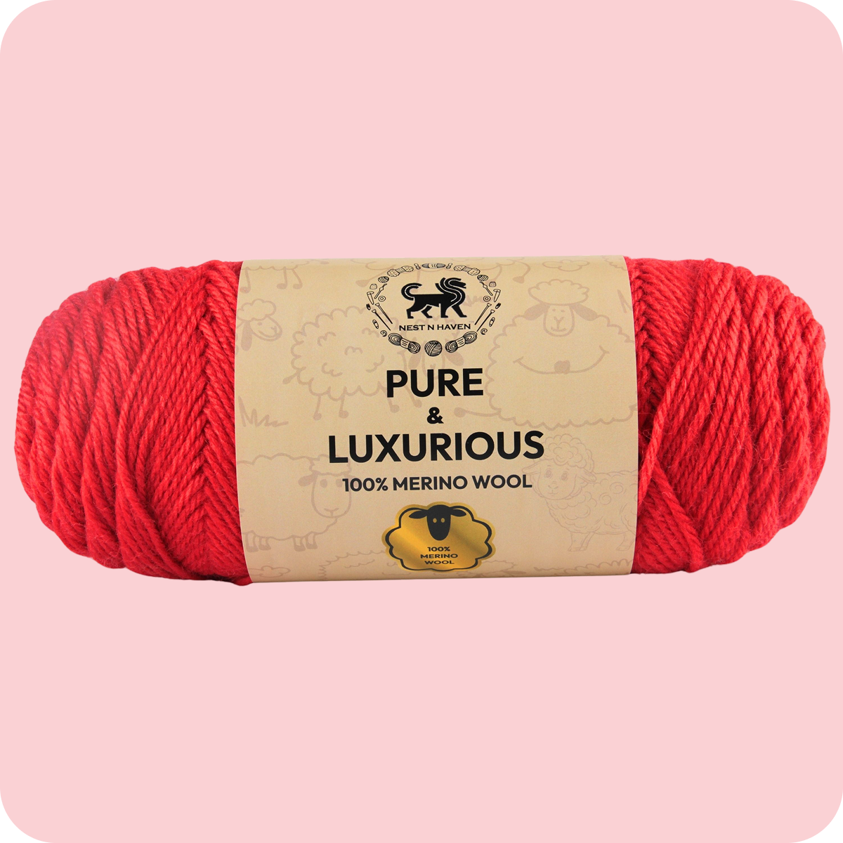 Pure and Luxurious 100% Merino Wool (100 gram) -  Red