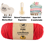 Pure and Luxurious 100% Merino Wool (100 gram) -  Red