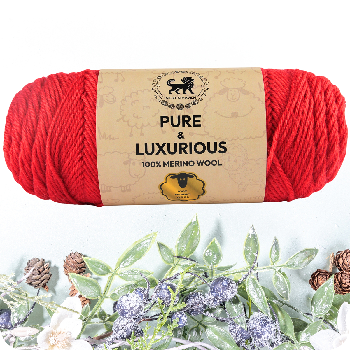 Pure and Luxurious 100% Merino Wool (100 gram) -  Red