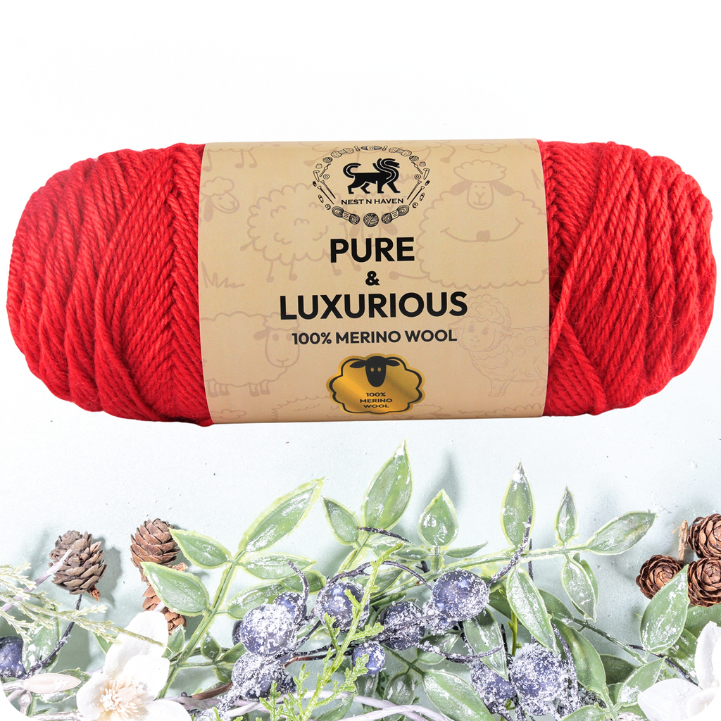 Pure and Luxurious 100% Merino Wool (100 gram) -  Red