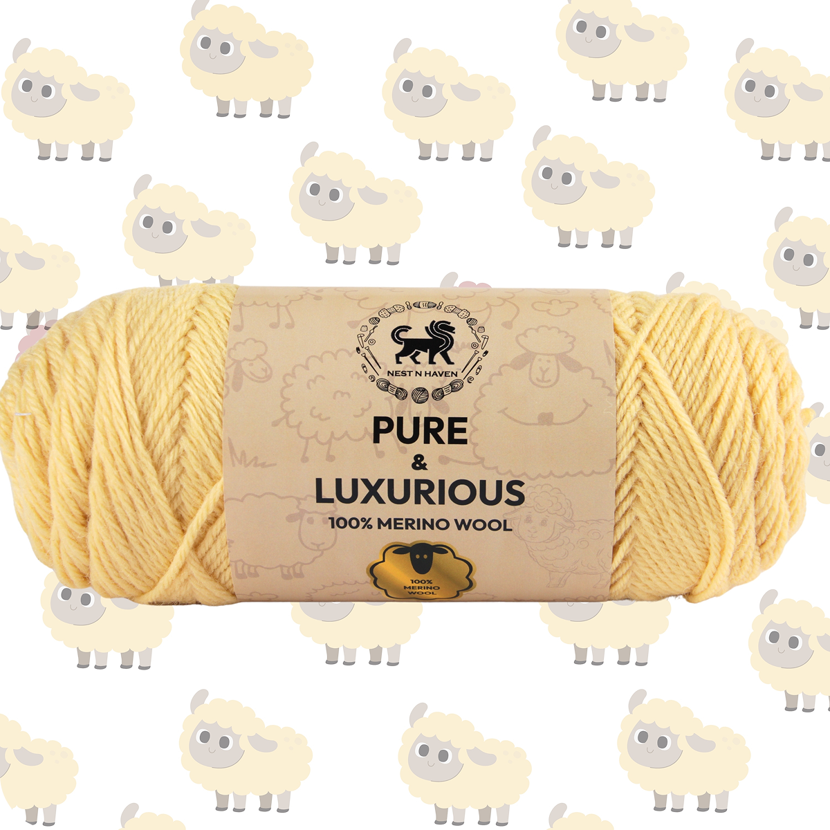 Pure and Luxurious 100% Merino Wool (100 gram) -  Lemon Yellow