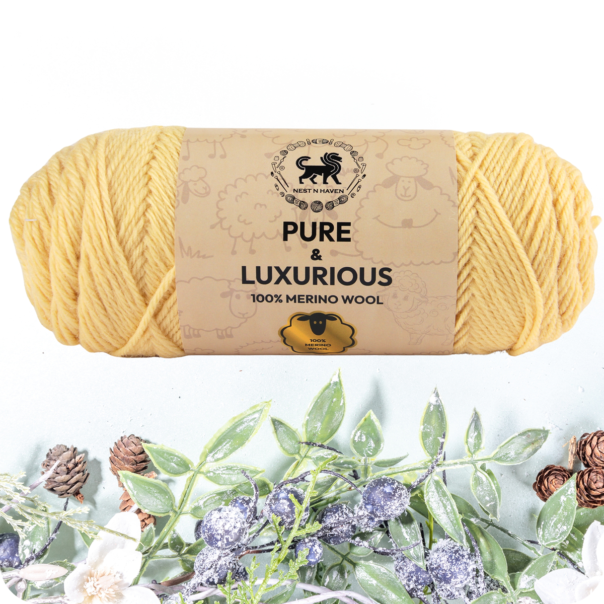 Pure and Luxurious 100% Merino Wool (100 gram) -  Lemon Yellow