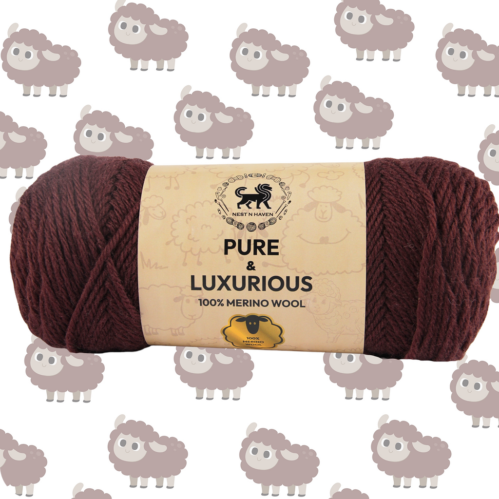 Pure and Luxurious 100% Merino Wool (100 gram) -  Dark Brown