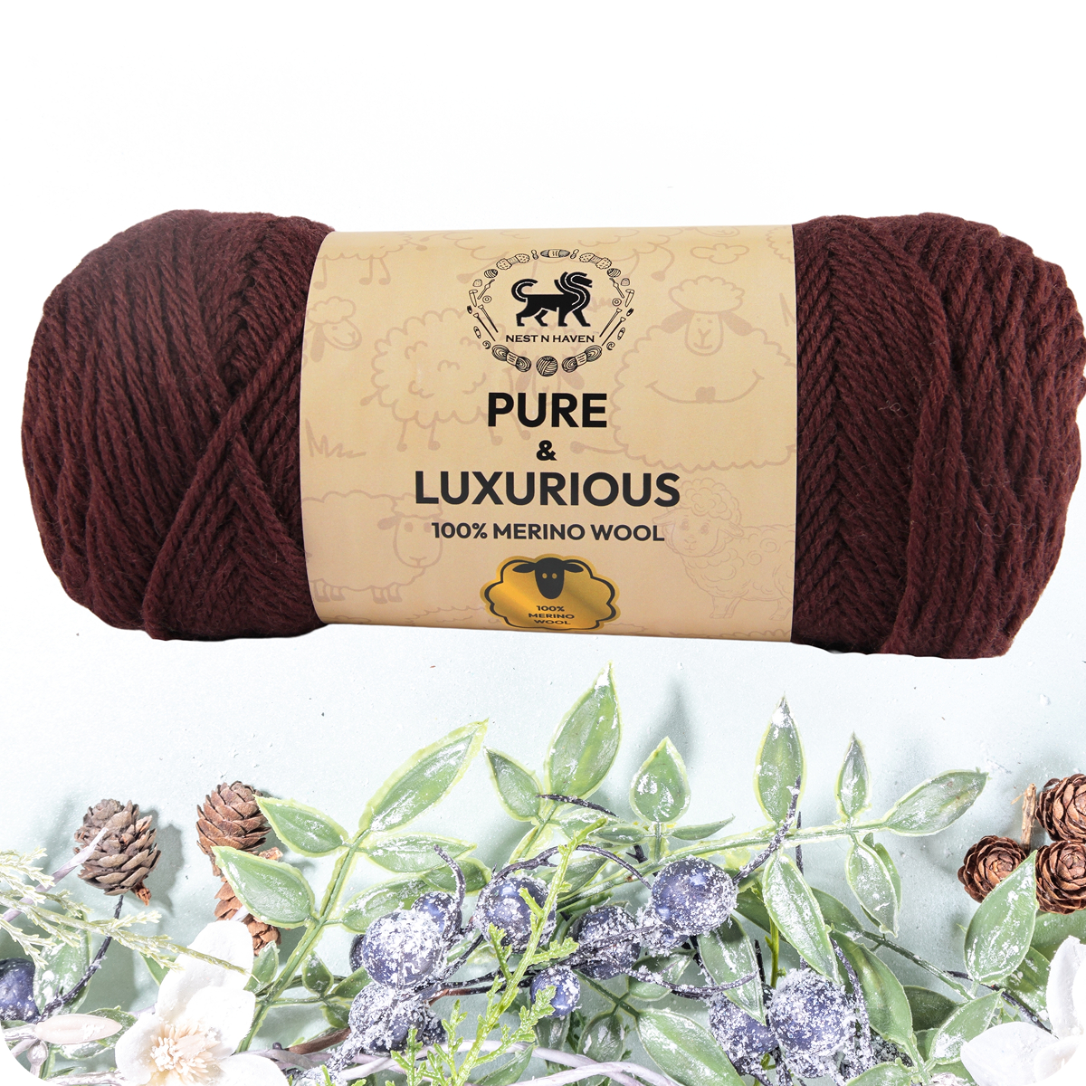 Pure and Luxurious 100% Merino Wool (100 gram) -  Dark Brown