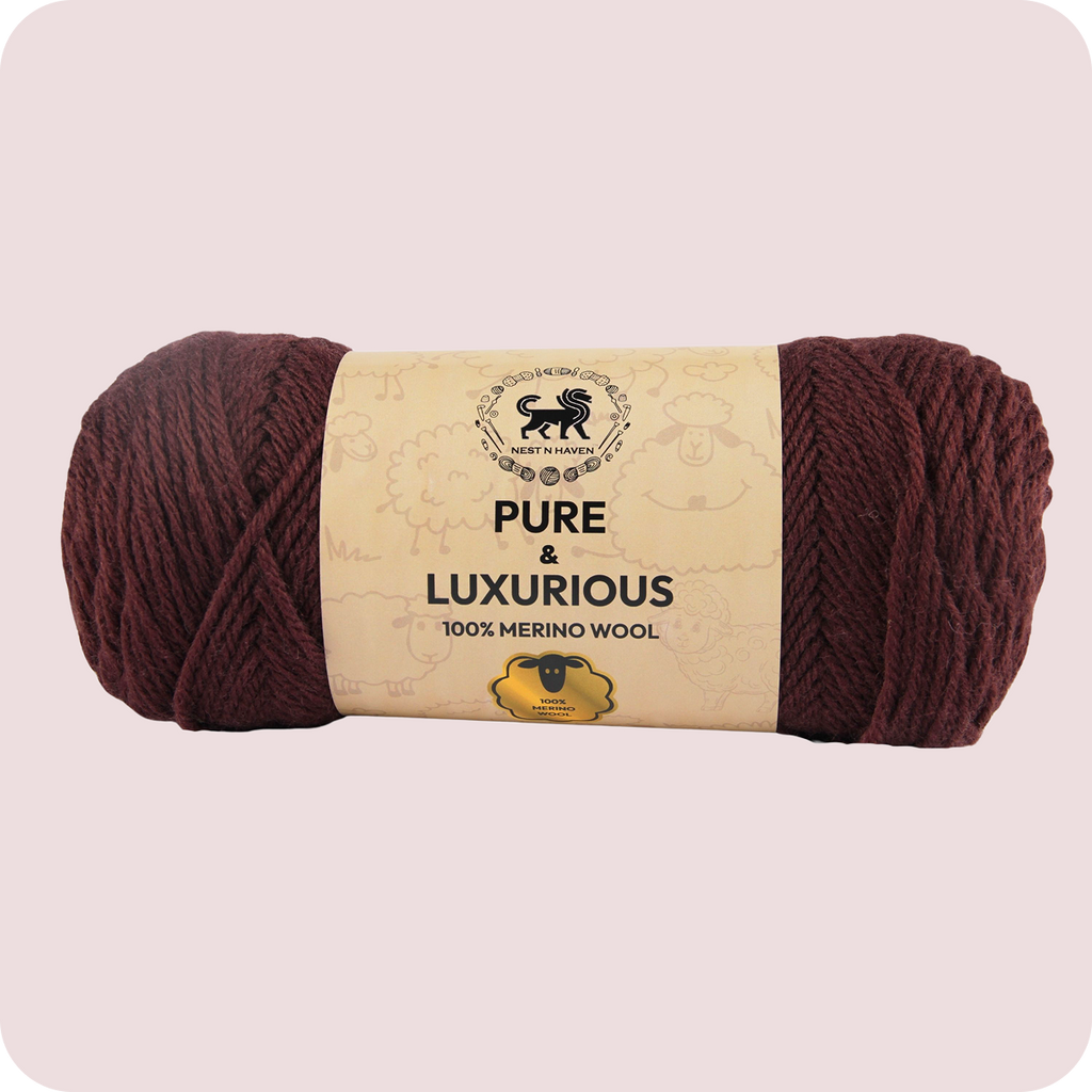 Pure and Luxurious 100% Merino Wool (100 gram) -  Dark Brown