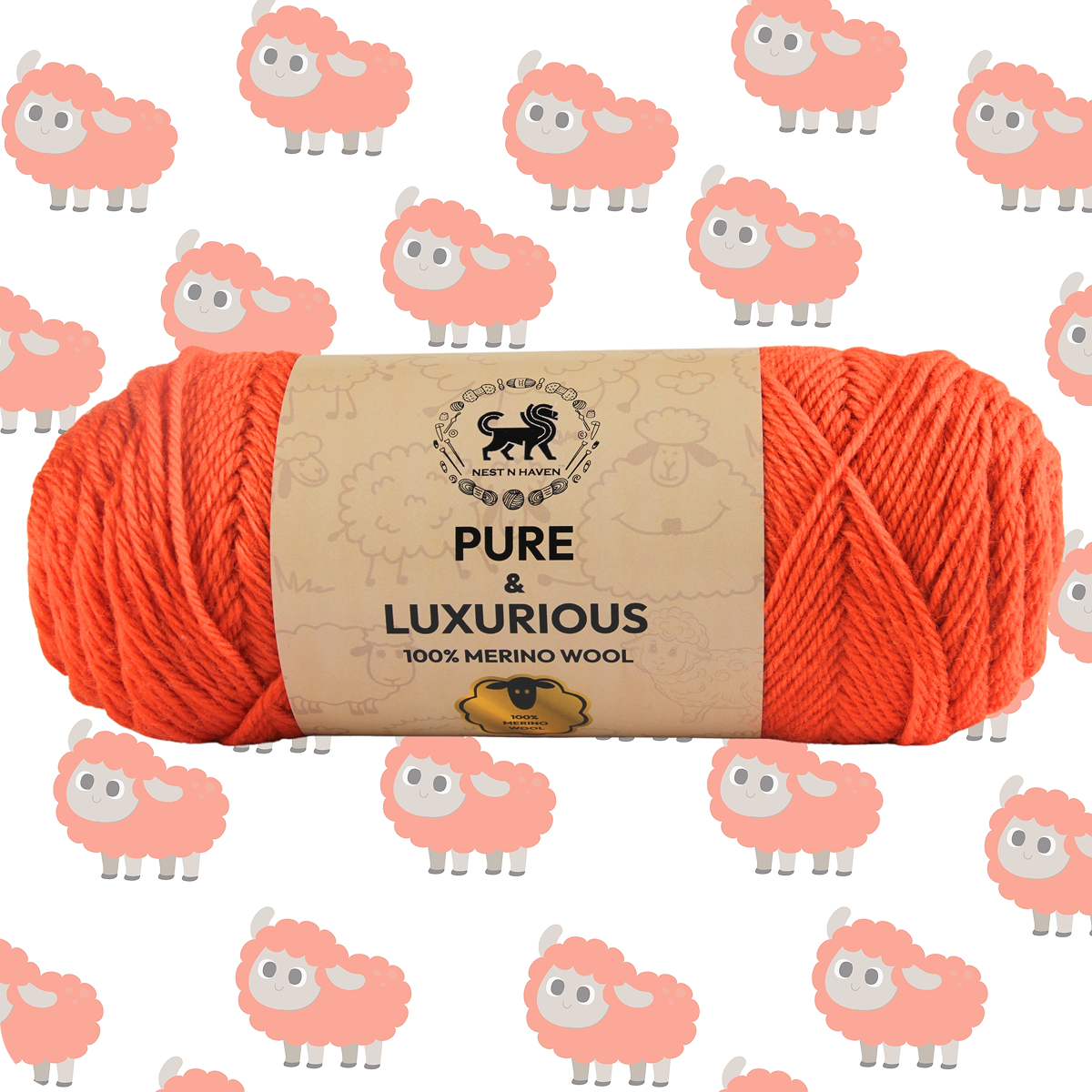Pure and Luxurious 100% Merino Wool (100 gram) -  Orange