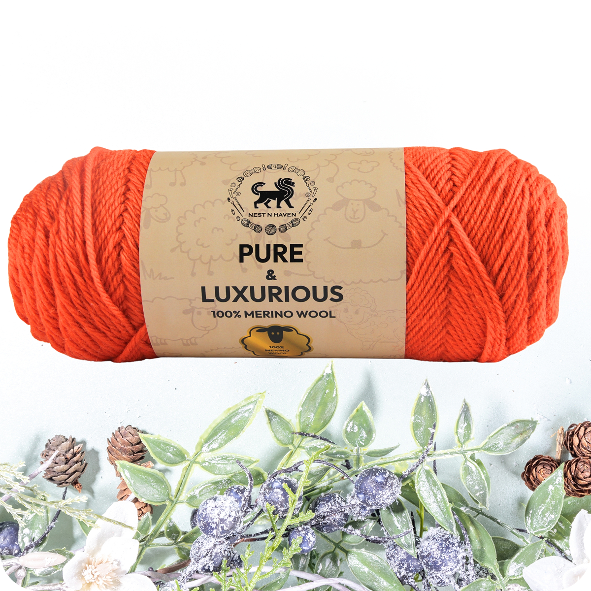 Pure and Luxurious 100% Merino Wool (100 gram) -  Orange