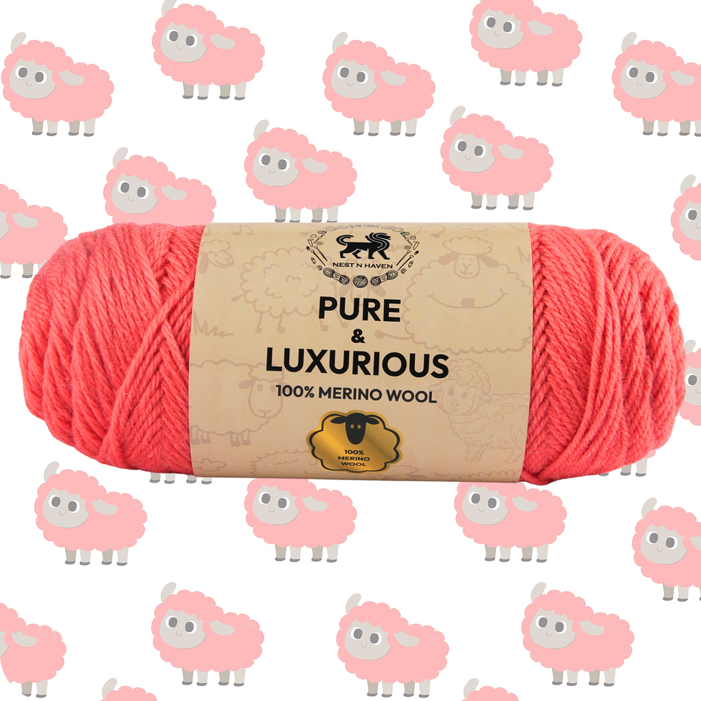 Pure and Luxurious 100% Merino Wool (100 gram) -  Coral (Pink)