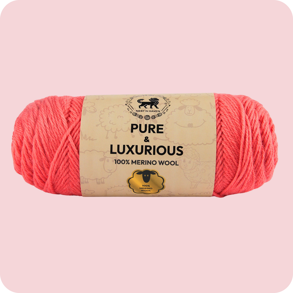 Pure and Luxurious 100% Merino Wool (100 gram) -  Coral (Pink)