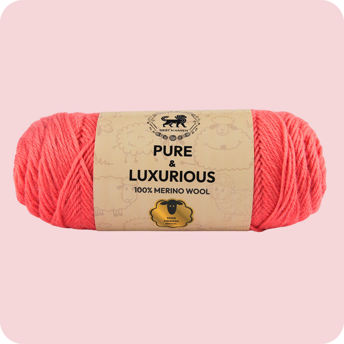 Pure and Luxurious 100% Merino Wool (100 gram) -  Coral (Pink)