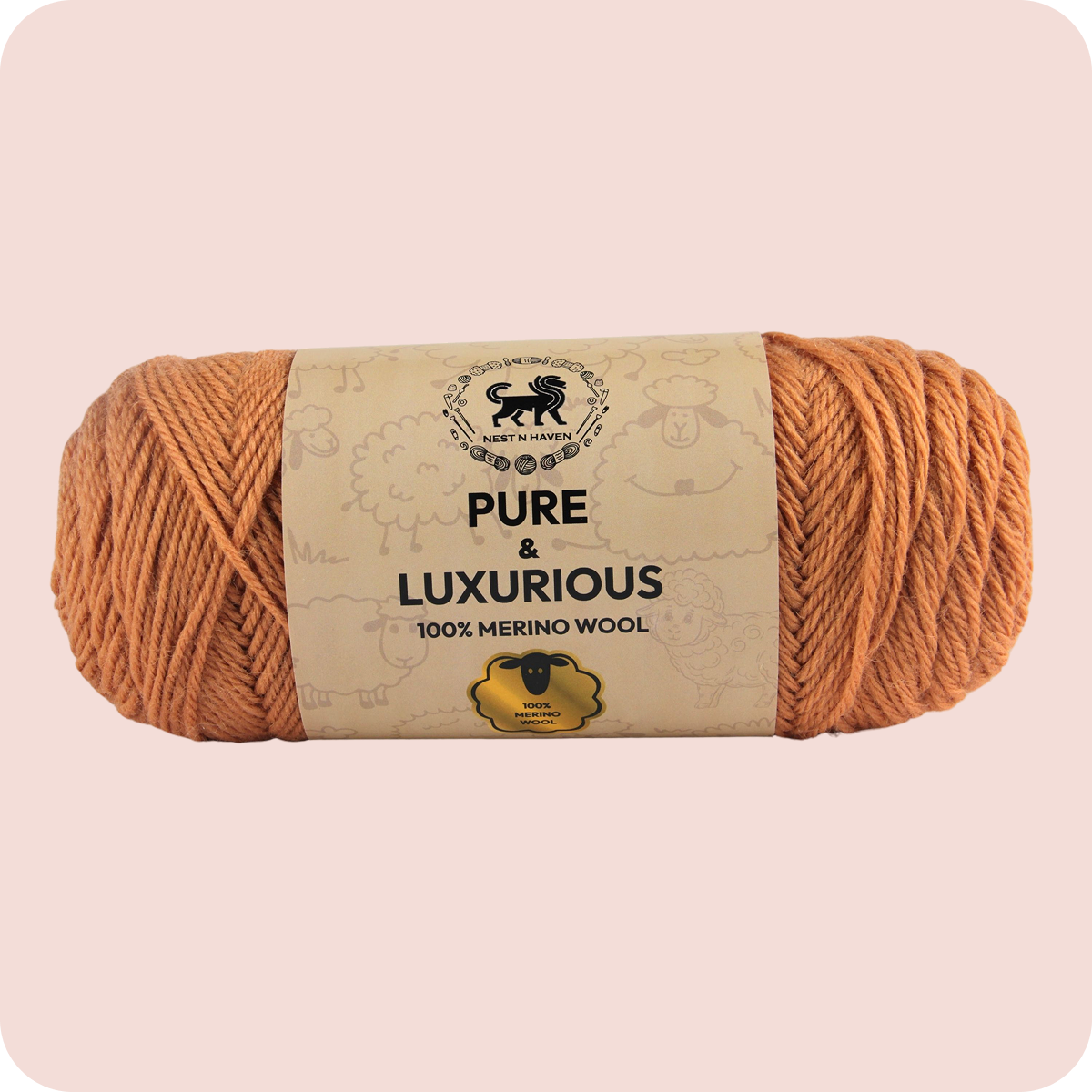 Pure and Luxurious 100% Merino Wool (100 gram) -  Light Brown