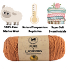 Pure and Luxurious 100% Merino Wool (100 gram) -  Light Brown