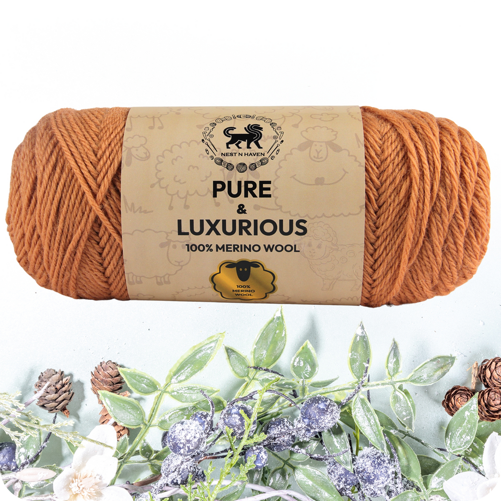 Pure and Luxurious 100% Merino Wool (100 gram) -  Light Brown