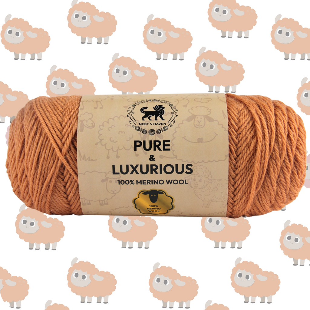 Pure and Luxurious 100% Merino Wool (100 gram) -  Light Brown