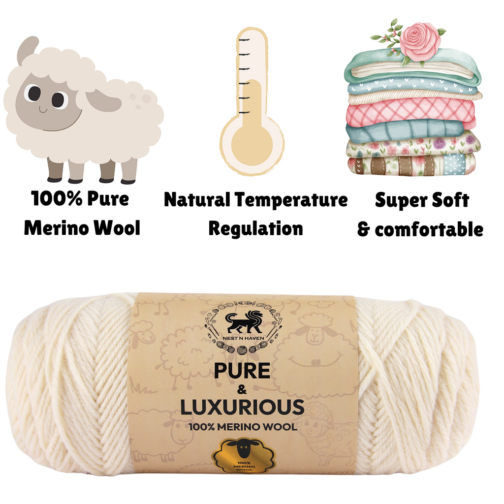 Pure and Luxurious 100% Merino Wool (100 gram) -  Off-White