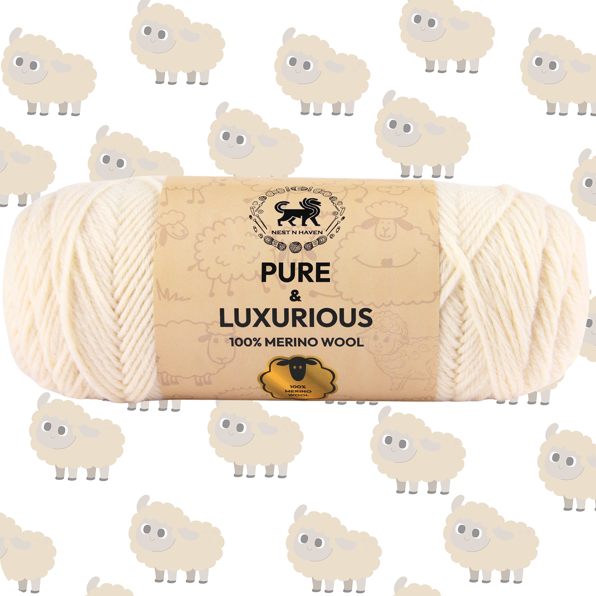 Pure and Luxurious 100% Merino Wool (100 gram) -  Off-White