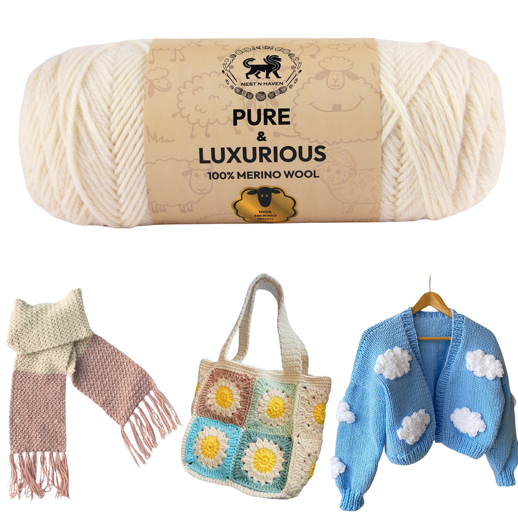 Pure and Luxurious 100% Merino Wool (100 gram) -  Off-White