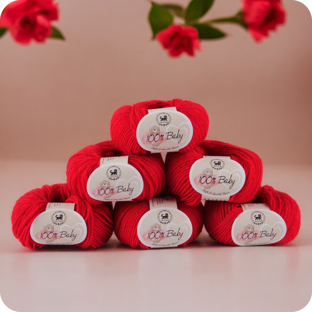 Baby  Yarn  pack of 6 (25gms x 6) 150 gram -  Red