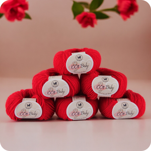 Baby  Yarn  pack of 6 (25gms x 6) 150 gram -  Red