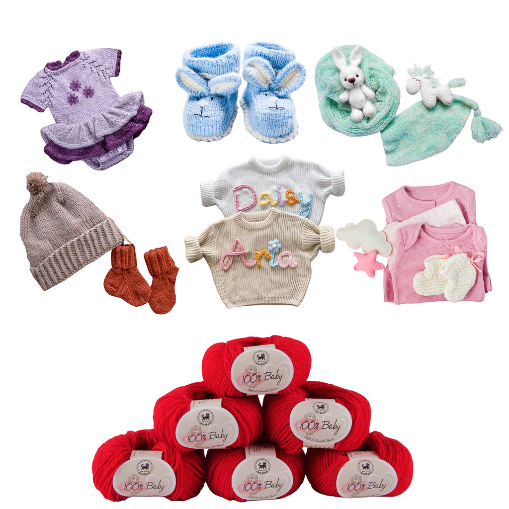 Baby  Yarn  pack of 6 (25gms x 6) 150 gram -  Red