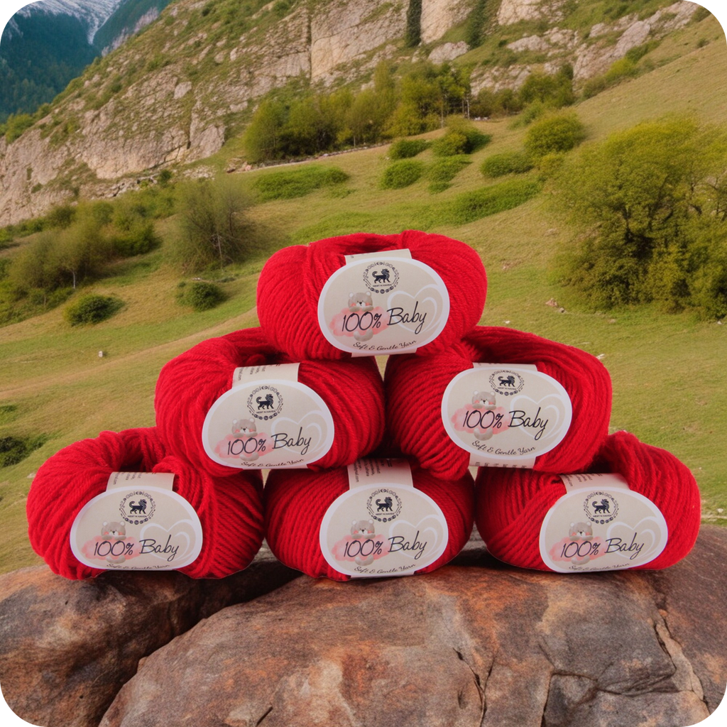 Baby  Yarn  pack of 6 (25gms x 6) 150 gram -  Red