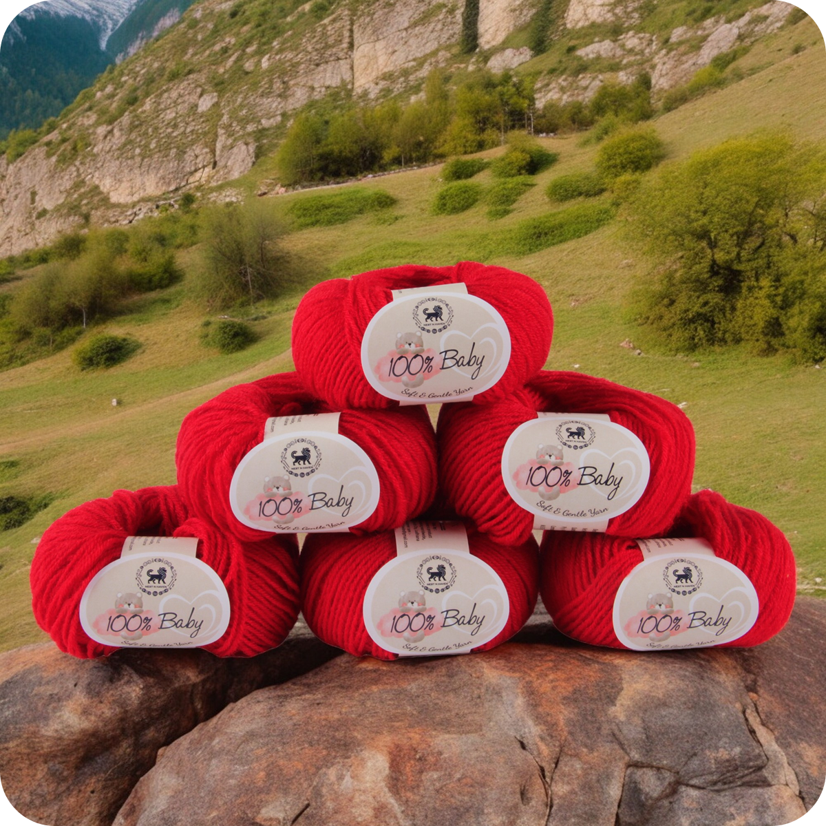 Baby  Yarn  pack of 6 (25gms x 6) 150 gram -  Red