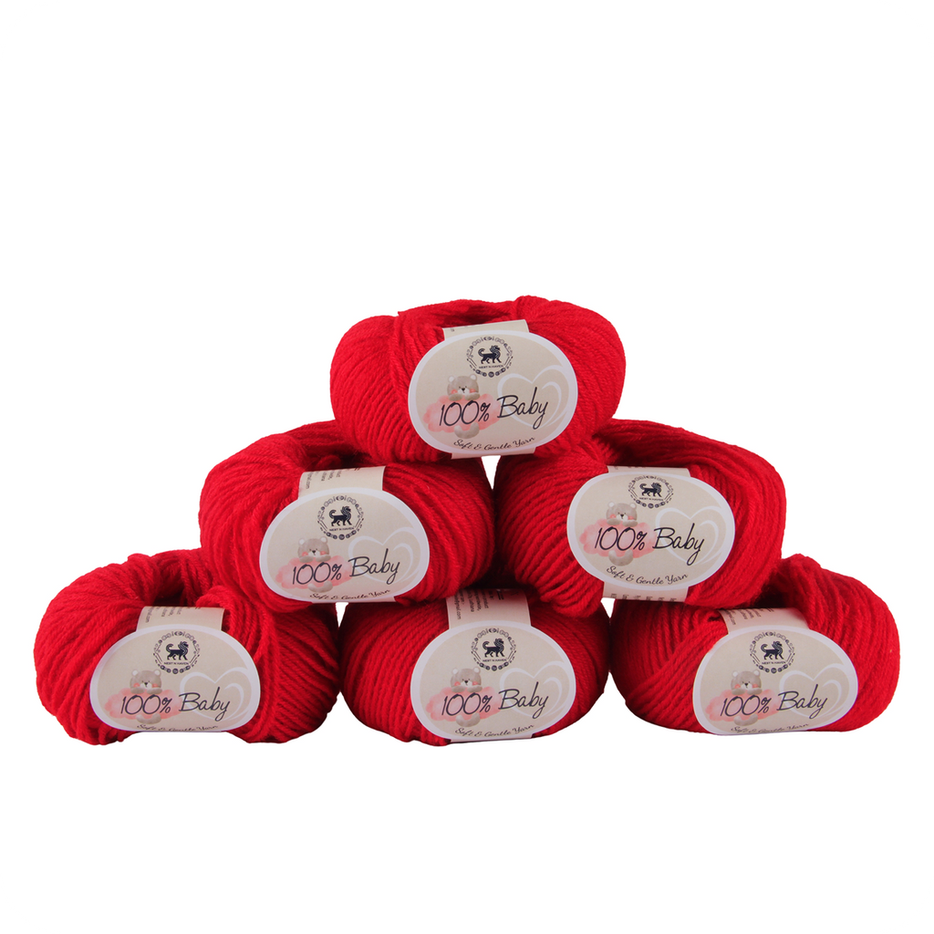 Baby  Yarn  pack of 6 (25gms x 6) 150 gram - Red