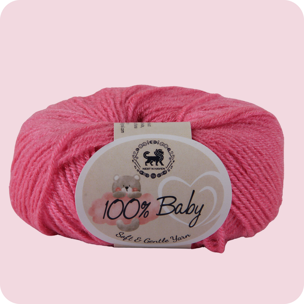 Baby  Yarn  pack of 6 (25gms x 6) 150 gram -  Rose Pink