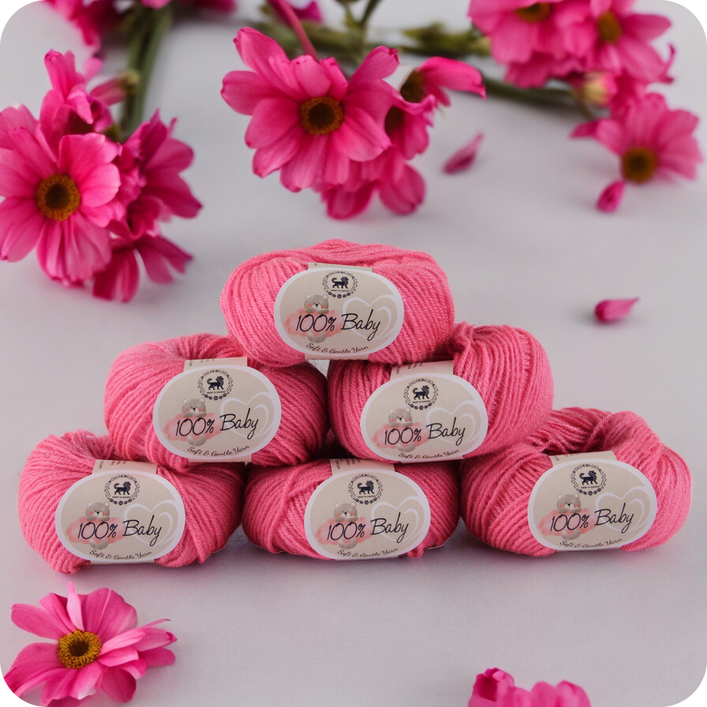Baby  Yarn  pack of 6 (25gms x 6) 150 gram -  Rose Pink
