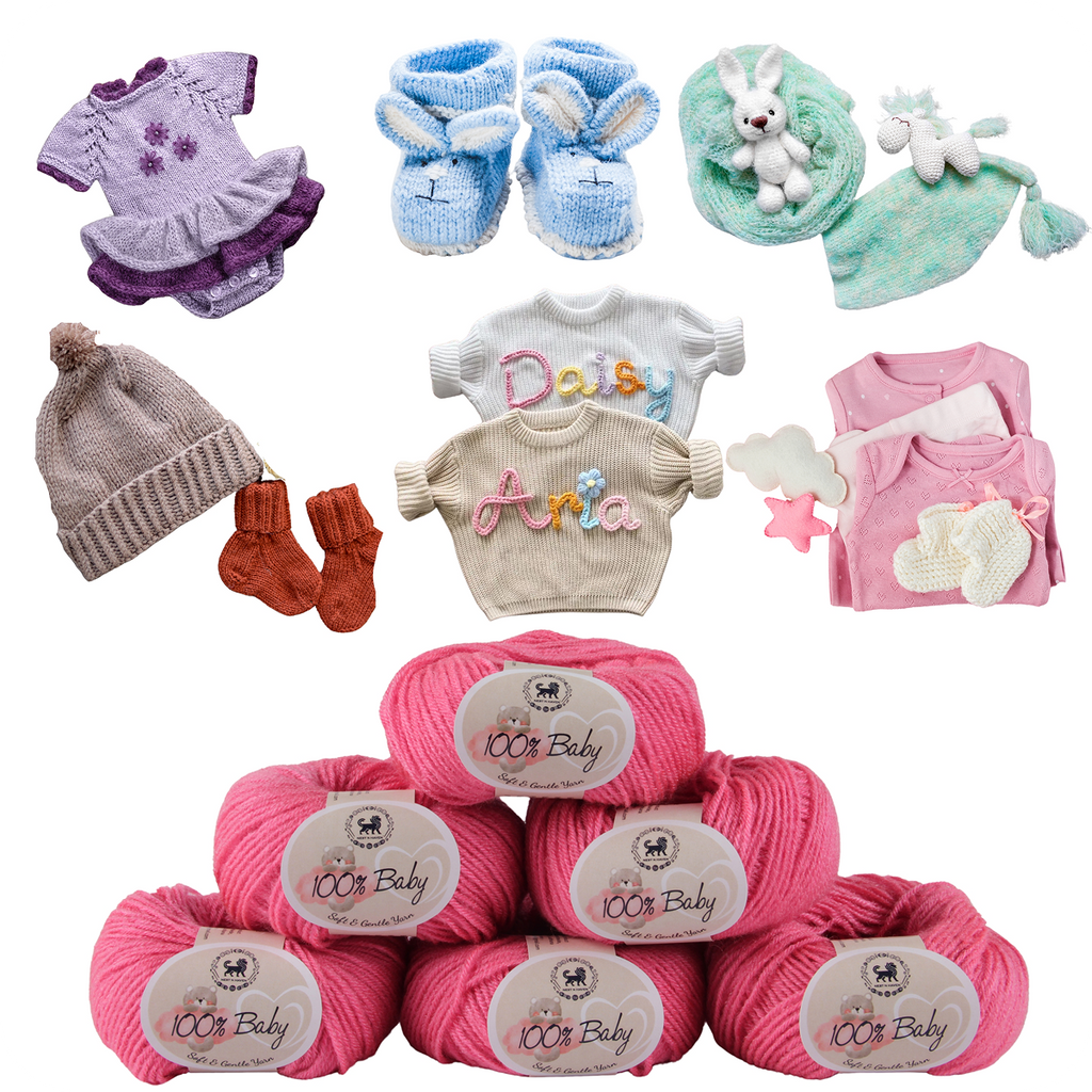 Baby  Yarn  pack of 6 (25gms x 6) 150 gram -  Rose Pink