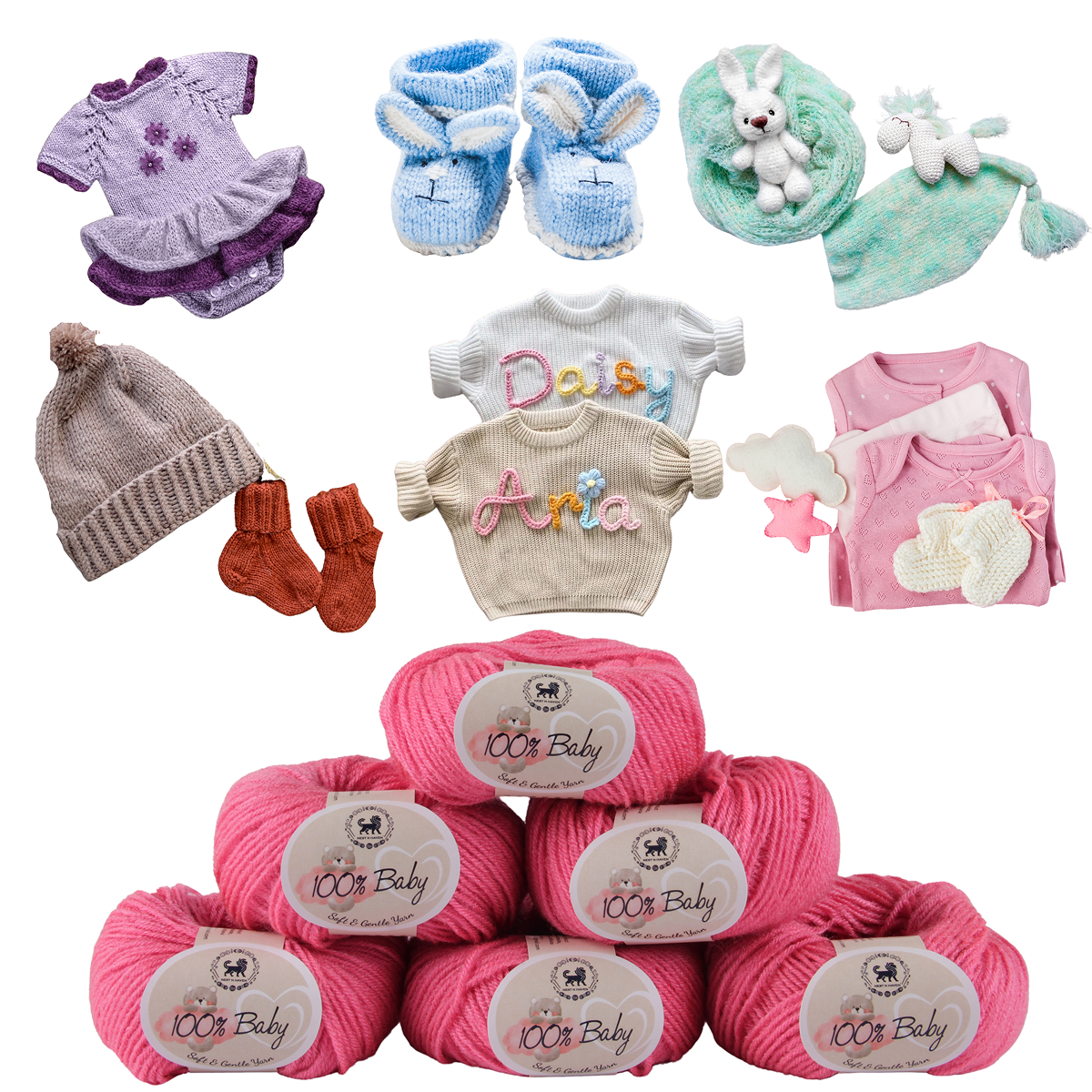 Baby  Yarn  pack of 6 (25gms x 6) 150 gram -  Rose Pink