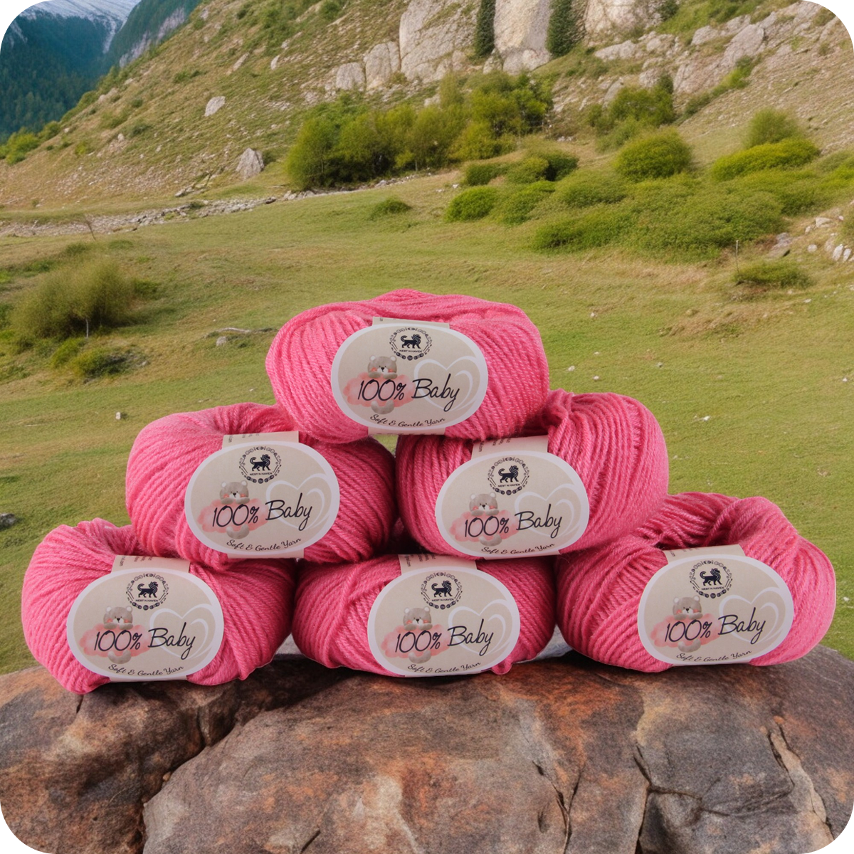 Baby  Yarn  pack of 6 (25gms x 6) 150 gram -  Rose Pink