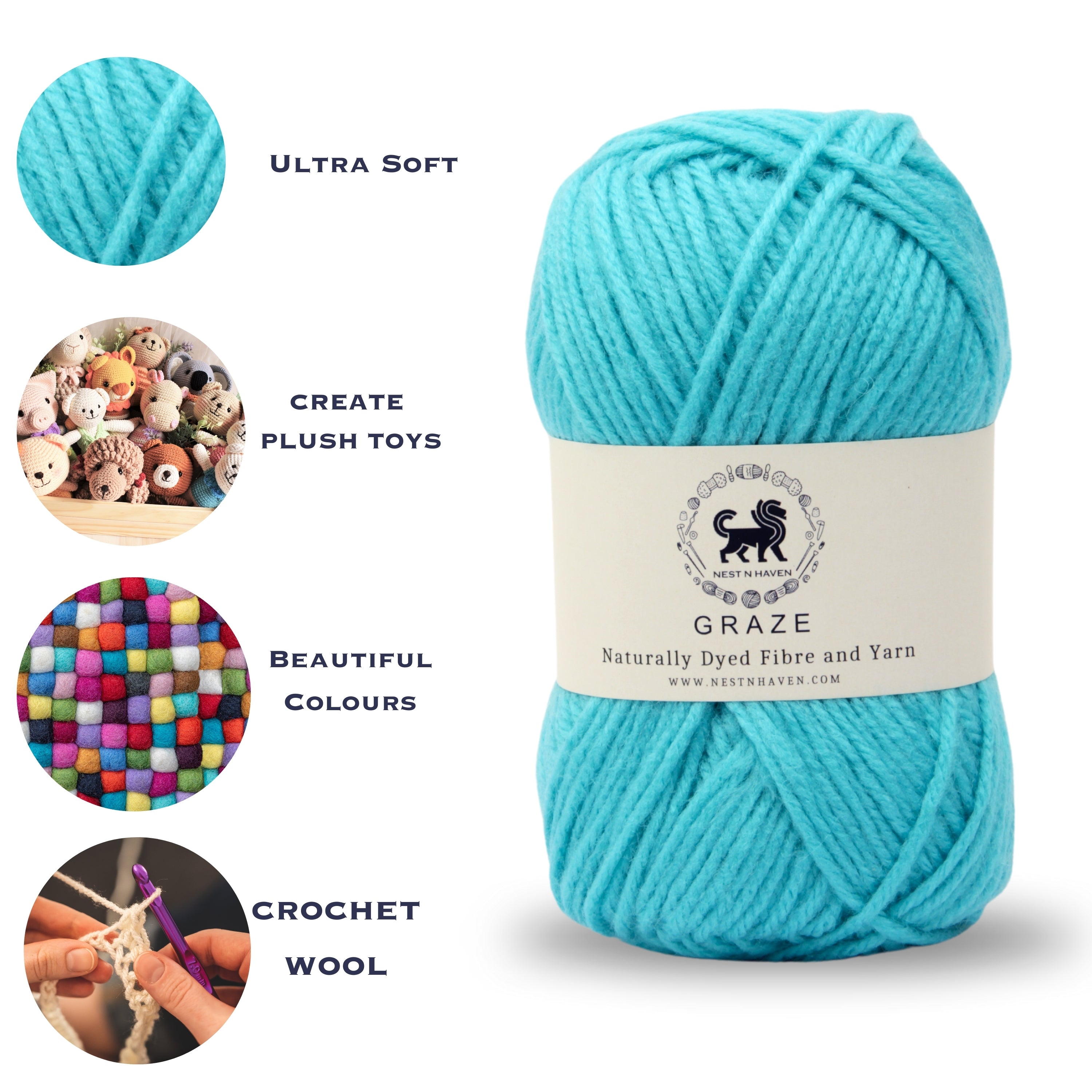 Graze Hand Knitting and Crochet Bulky Yarn (100 gram) - Turquoise