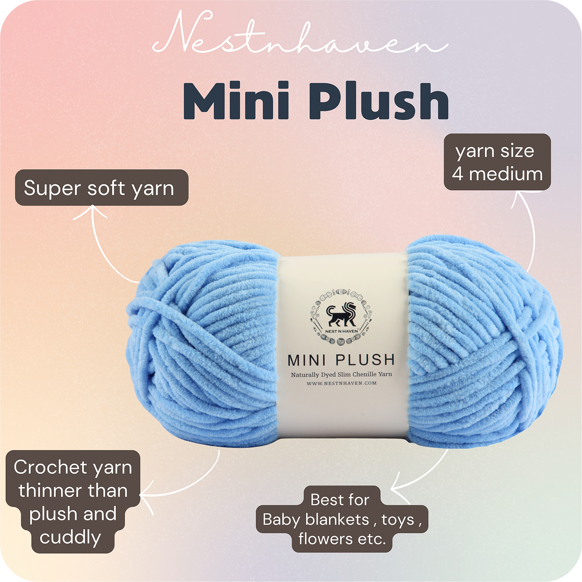 MINI Plush Chenille Yarn (100 gram) - Ultramarine Blue