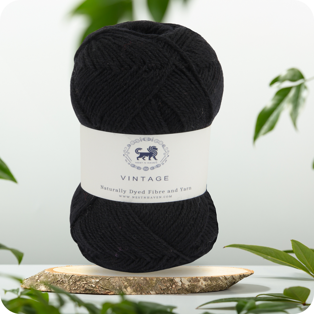 Acrowools Vintage, Hand Knitting and Crochet Yarn (100 gram) - Black