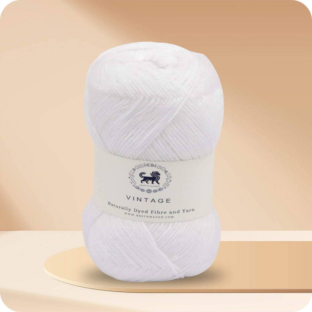 Acrowools Vintage, Hand Knitting and Crochet Yarn (100 gram) - White