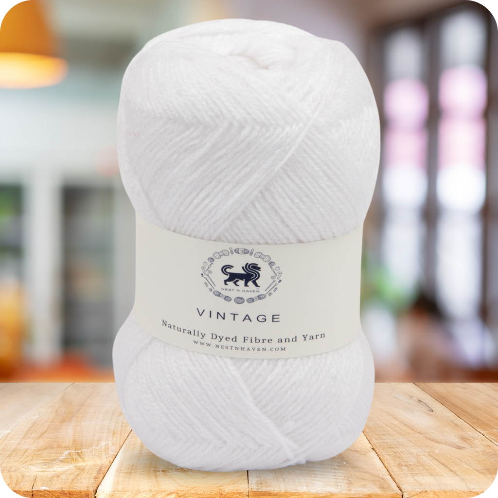 Acrowools Vintage, Hand Knitting and Crochet Yarn (100 gram) - White