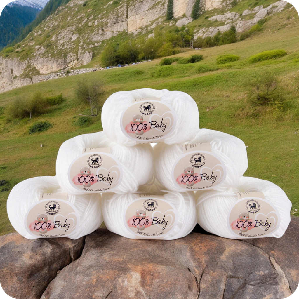 Baby  Yarn  pack of 6 (25gms x 6) 150 gram -  White