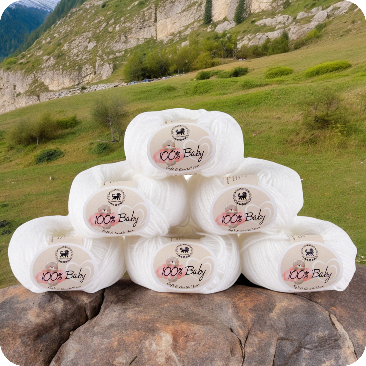 Baby  Yarn  pack of 6 (25gms x 6) 150 gram -  White