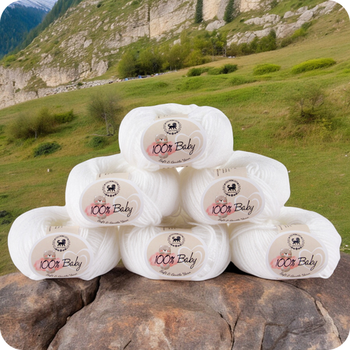 Baby  Yarn  pack of 6 (25gms x 6) 150 gram -  White